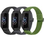 Huamanlou 3 Pack Elastic Sport Bands Compatible with Fitbit Luxe Bands for Women Men, Soft Adjustable Loop Nylon Replacement Wristband Strap for Fitbit Luxe/Fitbit Luxe Special Edition