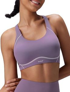 baleaf Freeleaf Broadway High Support Sports Bra for Women Dance Yoga Workout, Wirefree Molded Cup Spaghetti Strap Longline Padded Tops, Purple L