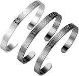AYATUL KURSI CUFF | WOMEN Serenity Prayer Personalised Bracelet Allah Islam Muslim Arab Stainless Steel Deep Engraved Bangle (2 Black 1 Steel color)