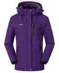 JHMORP Women's Winter Ski Snow Jacket Waterproof Windproof Fleece Lined Raincoat Winter Coat with Hood (Purple,CA L)