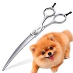 FOGOSP 38 Degree Professional Curved Scissors for Dog Grooming 7.5” Japan VG10 Alloy Steel Downward Curved Grooming Shears for Face Right Handed(7.5 inch)