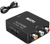 MONON RCA to HDMI, AV HDMI Video Converter, 1080P Mini Composite CVBS Audio Adapter, Supporting PAL/NTSC with USB for TV/PC/ /PS3/PS2/ STB/Xbox VHS/VCR/Blue-Ray DVD Players, Black