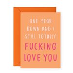 Central 23 Happy Anniversary Card For Boyfriend Girlfriend - One Year Down And I Still Love You - 1st Wedding Anniversary Card For Couple Husband Wife - Comes With Fun Stickers