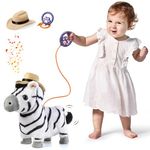 TUMAMA Walking Barking Electronic Interactive Stuffed Zebra Plush, Remote Control Electronic Plush Puppy Zebras Toy,Walks,Barks,Sing,Electronic Interactive Stuffed Puppy for Kids Age 3 4 5 6