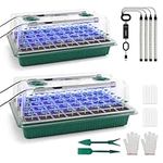 BlumWay Seed Starter Tray with Grow Light,2 Pack 80 Cells Seedling Tray Kit with Humidity Dome/Indoor Plant Starter Kit and Greenhouse Germination Kit,Adjustable Brightness Plant Germination Trays