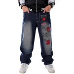 LUOBANIU Men's Y2K Hip Hop Style Baggy Jeans Denim Loose Fit Vintage Embroidered Dance Skateboard Pants 6002 40