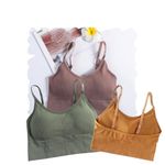 Acnos Pink Green Orange Women Cotton Padded Wire Free Sports Bra Fitness Yoga Gymwear Fashionable Lifestyle Outdoor Life Free Size Pack of 3