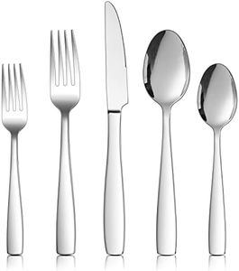 LIANYU 18/10 Stainless Steel Flatware Set for 6, 30-Piece Modern Silverware Cutlery Set, Fancy Square Eating Utensils Forks Spoons Tableware for Home Wedding Entertaining, Dishwasher Safe