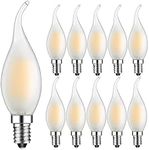 Suncan 10 Pack E14 Flame Tip LED Filament Candle Light Bulb, 4W 360 LM -30W Incandescent Bulbs Equivalent - Small Edison Screw Matte Candle Bulb, 2700K Warm White,Non-Dimmable,Energy Class F