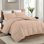 FLOATING DREAMS Reversible AC Comforter Set King Size Double Bed with Same Design Two Pillow Covers Size- 90x100 Inch (Comforter with Pillow Covers, Beige)