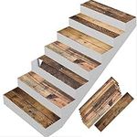 7pcs/Set Wood Texture Stair Sticker Self-Adhesive PVC Floor Decal DIY Waterproof Staircase Wallpaper for Home Decor