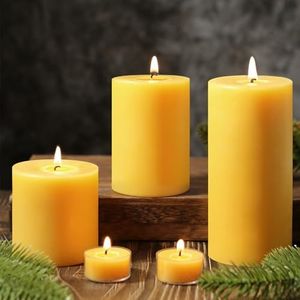 3 Pack Natural Beeswax Pillar Candles,Pure Beeswax Candles 213 Hours Long Burning,Unscented Bees Wax Candles for Home,Emergency,Dripless Smokeless Organic Beeswax Candles Bulk-3x3in,3x4in,3x6in