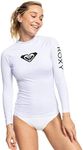 Roxy Women's Whole Hearted Long Sleeve UPF 50 Rashguard, Bright White 22, Medium