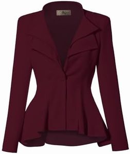 Hybrid & Company Women Double Notch Lapel Office Blazer JK43864 1073T Wine XLarge
