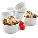 Mirakii White Ceramic Ramekin Bowl 100 ml, Set of 6, Microwave and Dishwasher Safe