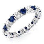 Sz (12) 3.50MM Sterling Silver 925 White & Blue CZ Eternity Engagement Wedding Band Ring