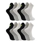 XJARVIS Rio Premium Cotton Ankle Socks for Men and Women Sports socks| Ideal for Running | Cycling & Gym | Odour Free, Solid Unisex Ankle Length Socks Pack of 12 (BLACK/GREY/WHITE)