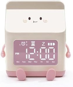 Clefairy Cute Alarm Clock for Kids, Cute Digital Clock, Cute Milk Box Shape Clock Children Wake Up Clock,5 Minute Alarm, Rechargeable Alarm Clock for Bedroom Room Decor Birthday Gift