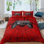 Baseball Comforter Set Full Size Sports Theme Down Comforter Kids Teens Boys Fire and Ice Sports Baseball Quilted Duvet,Decoration 3 Pcs Bedding Comforters (1 Comforter Set +2 Pillowcases) Red Blue