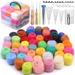 ZXIIXZ 48 Colors Needle Felting Kit, Wool Felting Set Felting Wool Roving for Beginners Adults, Felt Needle Tools and Supplies with Storage Box for Needle Felt DIY Handmade Crafts