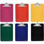 Amazon Basics Plastic Clipboards with Metal Clip, Assorted Colors, Pack of 6