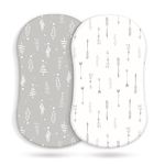 GRSSDER Stretchy Ultra Soft Fitted Bassinet Sheet Set 2 Pack, Universal Fit for Bassinets Baby Cradle Moses Basket Oval Rectangle Mattress, Christmas Trees / Arrows Bassinet Sheets for Girls and Boys