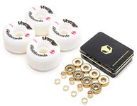 Venom Skateboards Logo White Skateboard Wheels - 60mm & Venom Gold Bearings Set