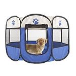 Pop-Up Pet Playpen - 26-Inch Indoor and Outdoor Dog Kennel with Carrying Bag - Portable Pet Enclosure for Dogs and Small Animals by PETMAKER (Blue)