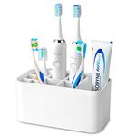 Colist Toothbrush Holder -Multifunctional Electric Toothbrush Holder，Bathroom Wall Mounted Toothbrush Stand ，4 Toothbrush slots + 6 Electric toothbrush heads slots+1 Storage slots(White)