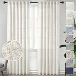 MEETBILY Curtains Panels for Back Tab Semi Sheer, Linen Textured Drapes Rod Pocket, Flax Curtains for Farmhouse/Bedroom/Living Room/Window (2-Pack, 50 x 84 inch, Natural)