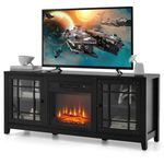 GOFLAME 58" Fireplace TV Stand for TVs up to 65", Wooden TV Console with 18” Electric Fireplace Insert, Fireplace TV Cabinet, Entertainment Center with Remote Control, Adjustable Shelves (Black)