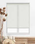 Persilux Custom Size Free-Stop Cordless Roller Blinds for Windows Blinds Natural Woven Linen Fabric UV Protection Light Filtering Roller Shades for Windows Privacy Window Shades for Home Linen Cream