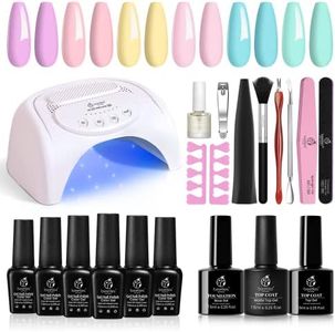 Beetles Pastel Gel Nail Polish Starter Kit with UV Led Light 48W Nail Lamp Base Gel Top Coat Soak Off Nail Light Yellow Nude Pink Blue Gel Polish Diy Home Nail Art Design Manicure Kits Gift for Women