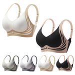 Nimedala Super Gather Bra Wireless Push Up Bra,Posture Correcting Bra,Comfortable Lift up Bra (White+Black,L)
