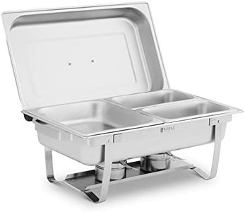 Royal Catering RCCD_RT19_9L Chauffe-plat professionnel - GN 1/2 - 2 x GN 1/4 - 9 L - 2 brûleurs pour pâte à brûler - 295 x 235 x 60 / 240 x 135 x 65 mm Chafing dish