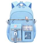 WYCY Backpack for Girls Cute Unicorn Pendant Backpack for Girls Water Repellent Kawaii Backpack Color Matching School Bag (A-blue)