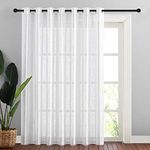 NICETOWN White Linen Sheer Curtain 84 Inches Long for Living Room - Extra Large 100 Wide Semi Sheer Linen Window Covering Grommet Top Privacy Light Filtering for Bedroom/Kitchen, W100 x L84, 1 Panel