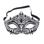 AMFSQJ Masquerade Mask, Metal Masks Sexy Venetian Carnival Masks Fancy Dress, Venetian Mardi Gras Prom Mask for Women (Black Metal Masks)