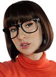 ALLAURA - Brown Bob Wig Velma Wig and Glasses - Sexy Velma Costume Adult Women Velma Cosplay Flapper Wig With Bangs Dora Wig