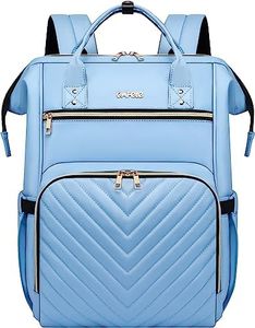 Laptop Backpack Purse for Women Men,17 Inch Computer Stylish Backpacks, Teacher Doctor Nurse Daypack for Work,College Bookbag Wide Open Design Light Blue