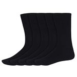 SIDEWOK Calf Length/Full Length/High Length Pure Cotton Plain Black Colour Formal Office Socks For Men Combo of 5 Pair Free Size(SCS-FL-06)