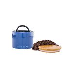 Planetary Design Airscape Ceramic Coffee and Food Kitchen Storage Canister | Patented Airtight Inner Lid with 2-Way Valve Preserves Food Freshness | Ceramic with Bamboo Top (Medium, Cobalt Blue)