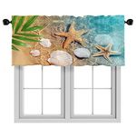 Valances for Windows,Rod Pocket,52 x 18 inch,Starfish Beach