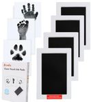 Zemiu Baby Handprint and Footprint Large Size Kit,4 Baby Handprint Ink Pads with Clean-Touch & 12 Imprint Cards,Inkless Print Kit Safe Non-Toxic for Baby Feet and Hands, Family Keepsake, Pet Paw-Black