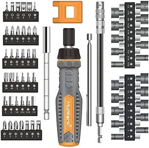 MulWark 63PC Magnetic Ratcheting Screwdriver Bit Set- Multibit Screw Driver, Screwdriver Bits- Slotted/Torx/Hex/Pozi/Philips/Square, Nut Drivers- SAE, Metric