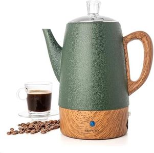 Mixpresso 10 Cup Percolator Coffee Pot Electric, Stainless Steel Coffee Percolator Electric With Keep Warm Function, Classic Perculator Pot With Removable Basket for Home or Office - Shiny Green