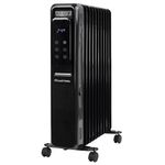 Russell Hobbs 2500W/2.5KW Oil Filled Radiator Digital 11 Fin Portable Electric Heater in Black, 3 Heat Settings, 24hr Auto Timer, Overheat Protection, 2 Year Guarantee RHOFR2521B-D