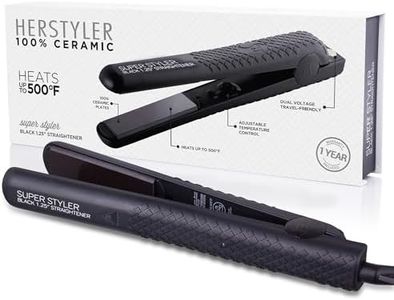 Herstyler Superstyler Onyx Ceramic Flat Iron, Ceramic Hair Straightener With Adjustable Temperature, Travel-friendly Dual Voltage Flat Iron