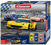 Carrera Digital 132 Spirit of Speed Car Racing Track Set, Toy for Adults and Children from 8 Years, 8 m Race Track with Porsche, Aston Martin & Corvette with Front and Rear Light, Gift for Easter