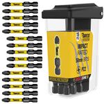 15 x SabreCut SCRPZ25015B 50mm PZ2 Magnetic Impact Screwdriver Driver Bits Set in a TIC TAC Box Single Ended Pozi Pozidriv Heavy Duty Compatible with Dewalt Milwaukee Bosch Makita and Others